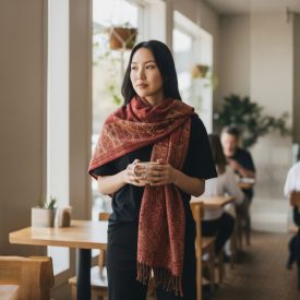 Elegant women's shawl 215x105 burgundy cotton scarf