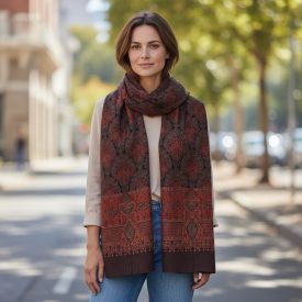 Elegant shawl 215x105 mauve-blue thin women's scarf