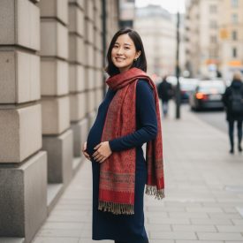 Large shawl burgundy 215x105 large women's scarf