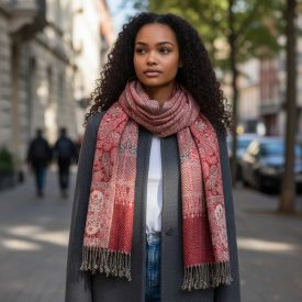   Ladies' stole burgundy 215x105 elegant women's shawl