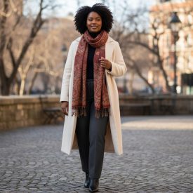 Elegant women's shawl 215x105 burgundy cotton scarf