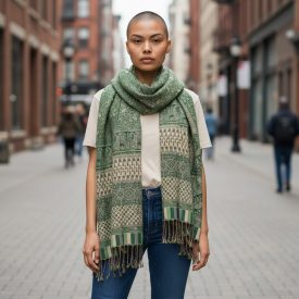   Elegant shawl 215x105 green thin women's men's scarf