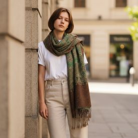   Women's stole 215x105 green-brown elegant women's shawl