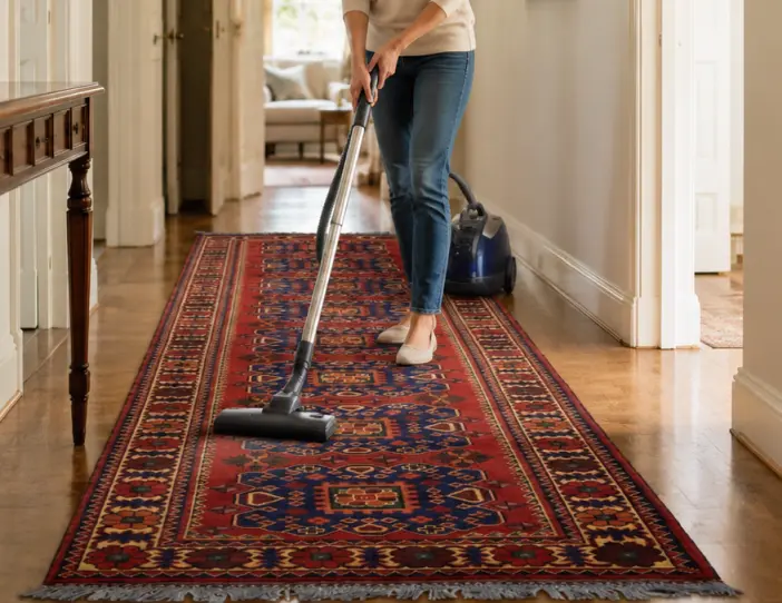 Cleaning and regular care of a hallway rug