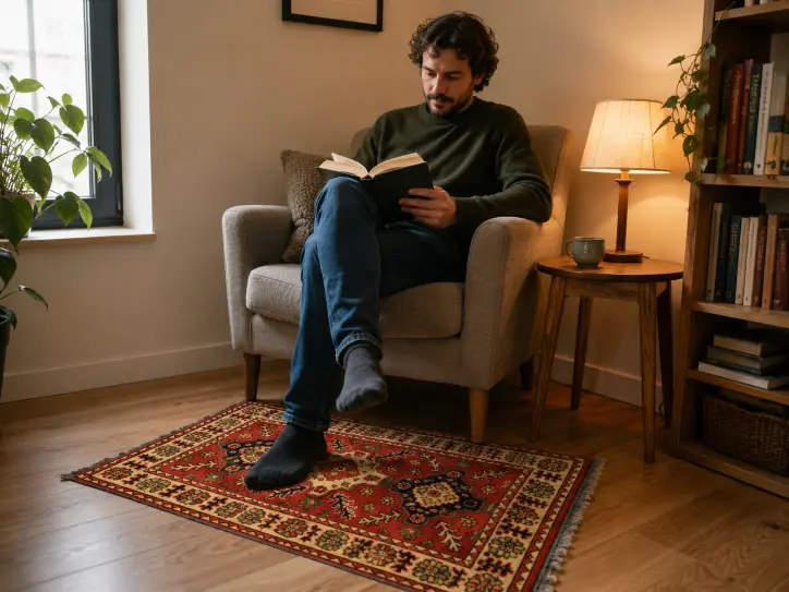 Where can a small rug be placed?